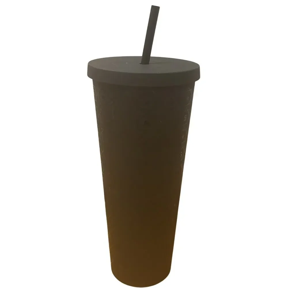 Starbucks 2017 Matte Black Pattern Cold Cup Venti Travel Tumbler (24 oz)